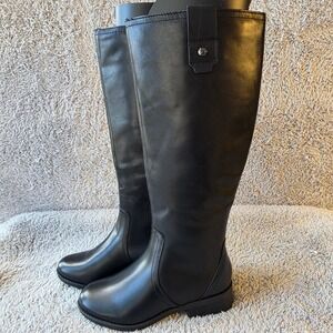 Easy Spirit Black Leather Knee High Riding Boots Round Toe Size 5M Women's‎ NIB